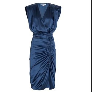 VERONICA BEARD Casela Ruched Silk Midi Dress